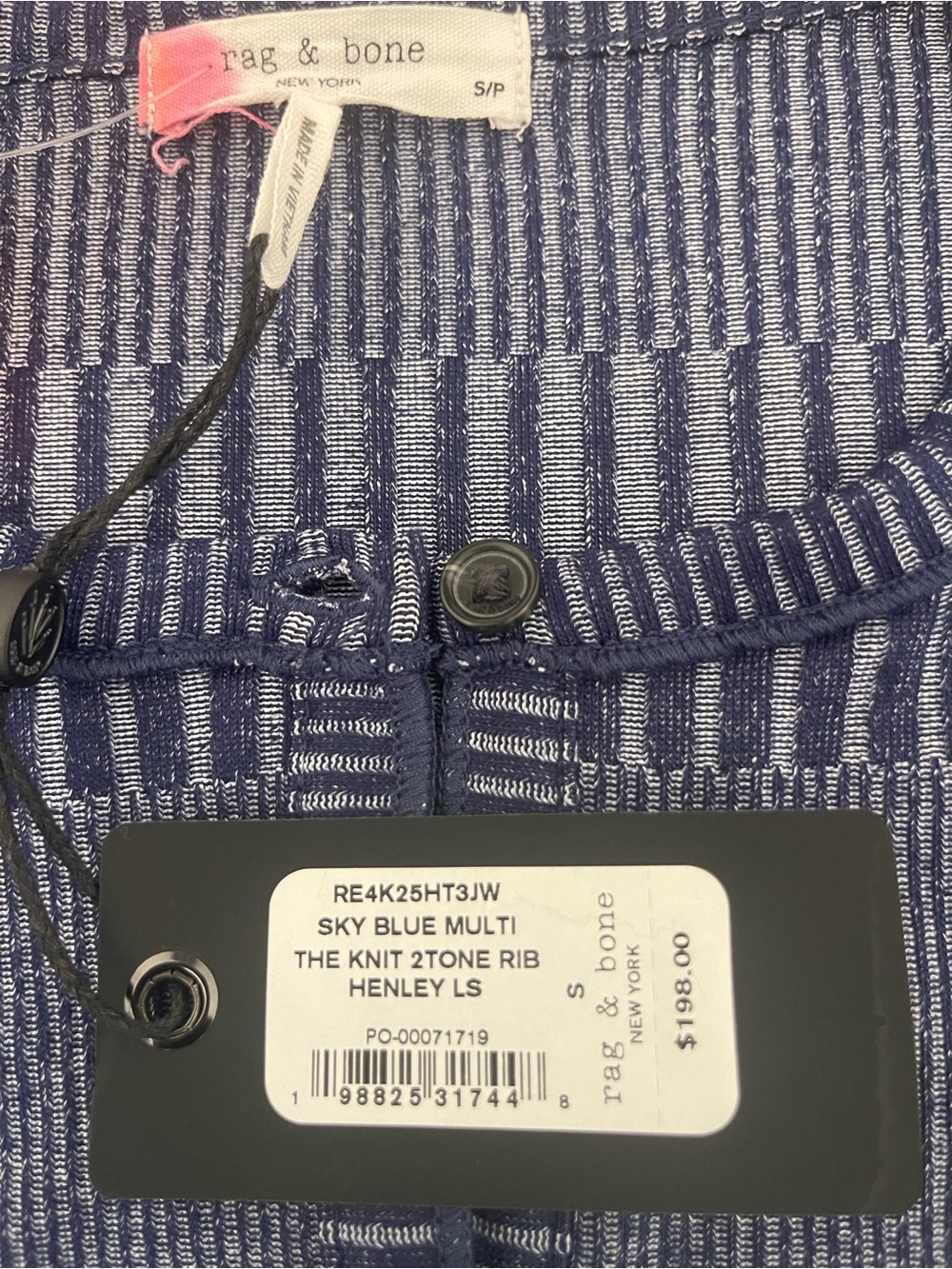 New rag & bone The Knit Two Tone Henley Tee Top - Picture 10 of 13